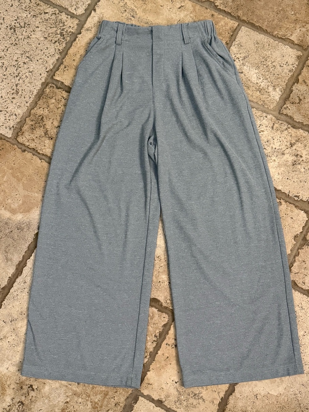 HALARA Women’s Wide-Leg Knit Pants in Dusty Blue